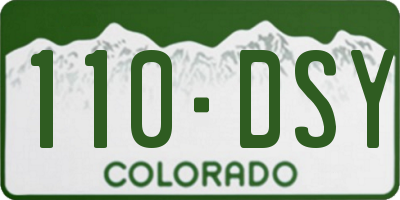 CO license plate 110DSY
