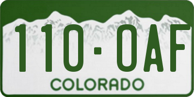 CO license plate 110OAF