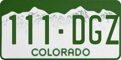 CO license plate 111DGZ