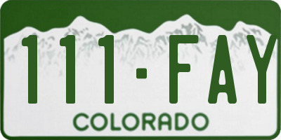CO license plate 111FAY