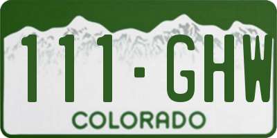 CO license plate 111GHW