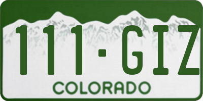 CO license plate 111GIZ