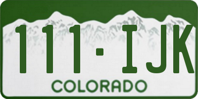 CO license plate 111IJK