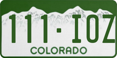 CO license plate 111IOZ