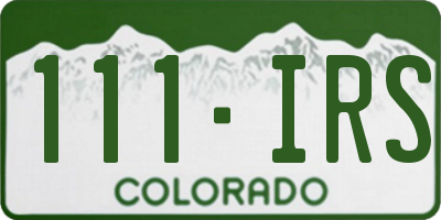 CO license plate 111IRS
