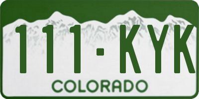 CO license plate 111KYK