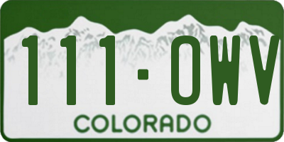 CO license plate 111OWV