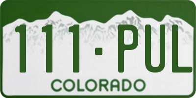 CO license plate 111PUL