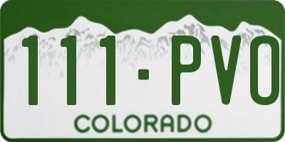 CO license plate 111PVO