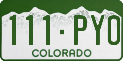 CO license plate 111PYO