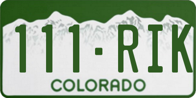 CO license plate 111RIK