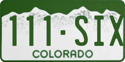 CO license plate 111SIX