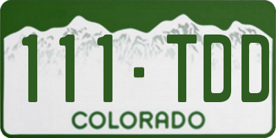 CO license plate 111TDD