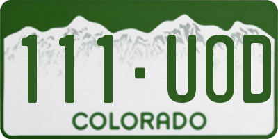 CO license plate 111UOD