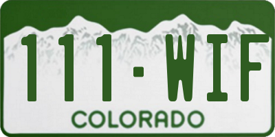 CO license plate 111WIF