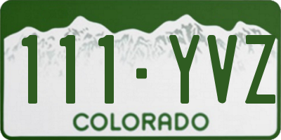 CO license plate 111YVZ