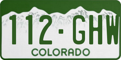 CO license plate 112GHW