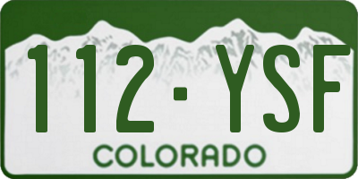 CO license plate 112YSF