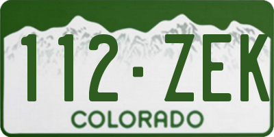 CO license plate 112ZEK