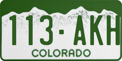 CO license plate 113AKH