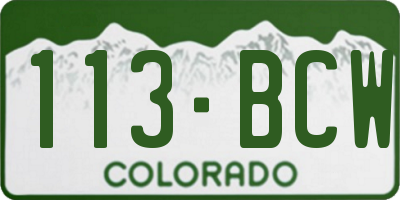 CO license plate 113BCW