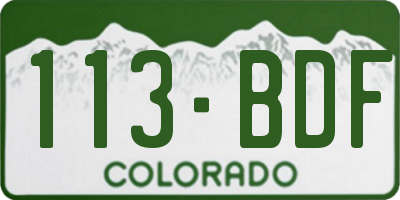 CO license plate 113BDF