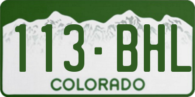 CO license plate 113BHL