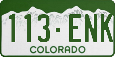 CO license plate 113ENK