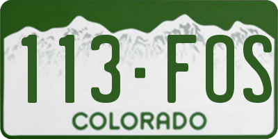 CO license plate 113FOS