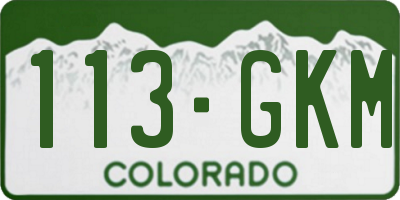 CO license plate 113GKM