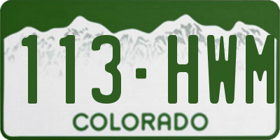 CO license plate 113HWM