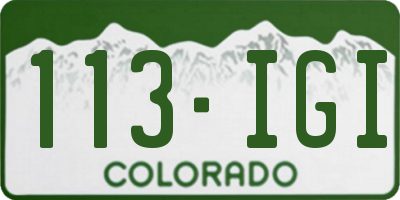 CO license plate 113IGI