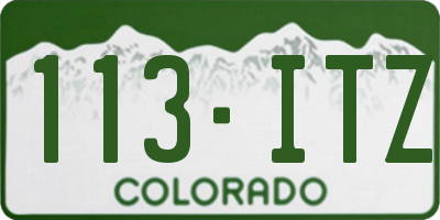 CO license plate 113ITZ