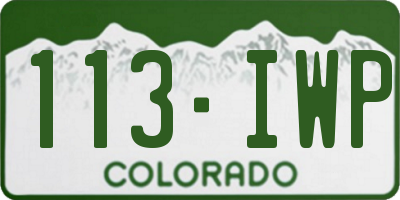 CO license plate 113IWP