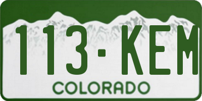 CO license plate 113KEM