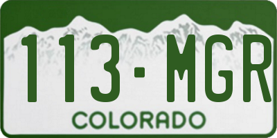 CO license plate 113MGR