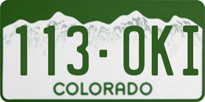 CO license plate 113OKI