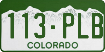 CO license plate 113PLB