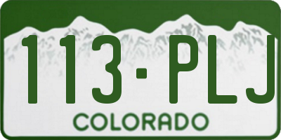 CO license plate 113PLJ