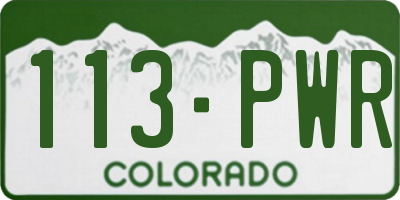 CO license plate 113PWR