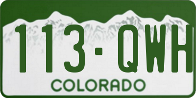 CO license plate 113QWH