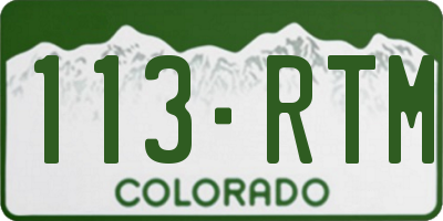 CO license plate 113RTM