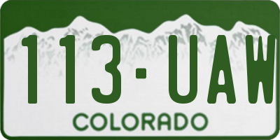 CO license plate 113UAW