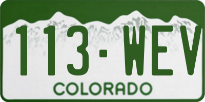 CO license plate 113WEV