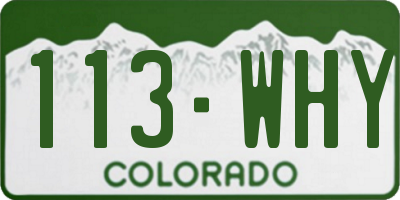 CO license plate 113WHY