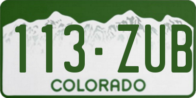 CO license plate 113ZUB