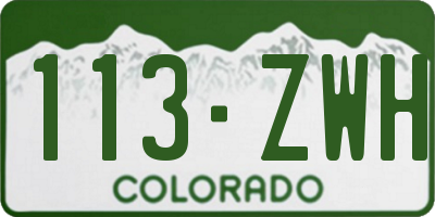 CO license plate 113ZWH