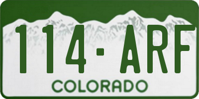 CO license plate 114ARF