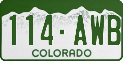 CO license plate 114AWB