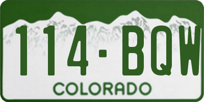 CO license plate 114BQW